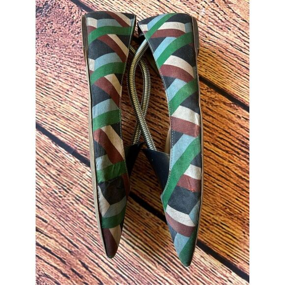 J Crew Audrey Flats Ratti Graphic Diamond‎ Print Green Brown - Picture 8 of 15